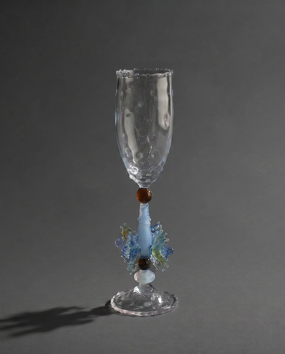 海渊龙落子·高足杯（蓝）